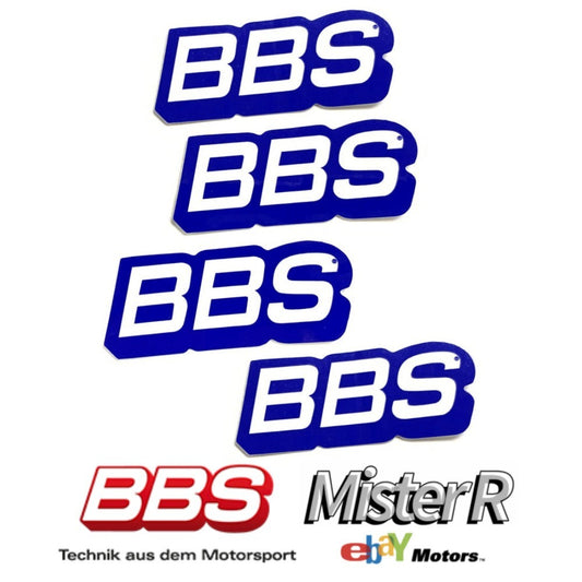 BBS Wheels • White/Blue Lip Decals • Wheel/Rim Decal • Set of 4 Vinyl Stickers0