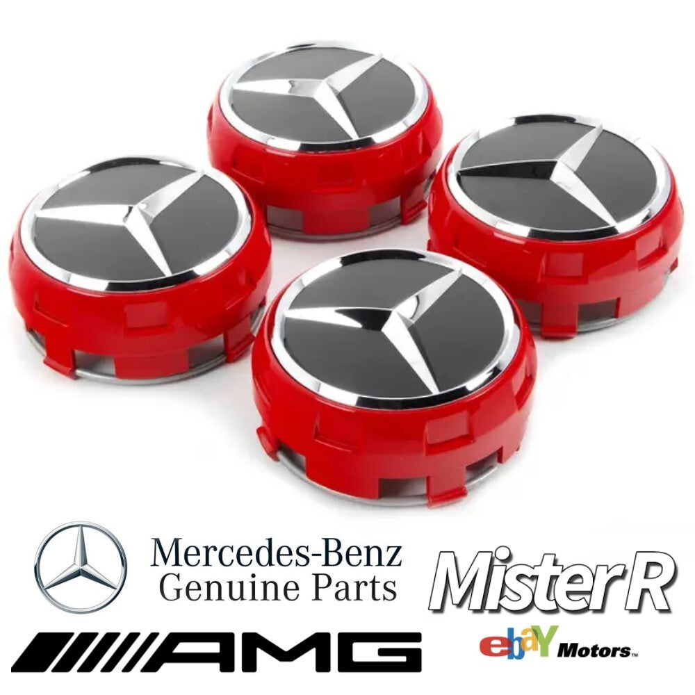 Mercedes-Benz • Red AMG Wheel Center Cap Set • W205 W213 • #A000400090035940