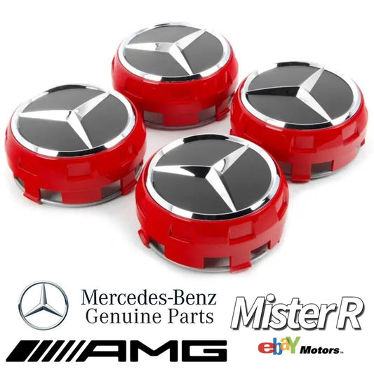 Mercedes-Benz • Red AMG Wheel Center Cap Set • W205 W213 • #A000400090035940