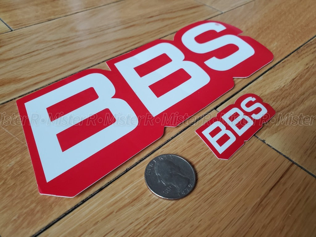 BBS Wheels • White/Red Lip Decals • Wheel/Rim Decal • Set of 4 Vinyl Stickers5