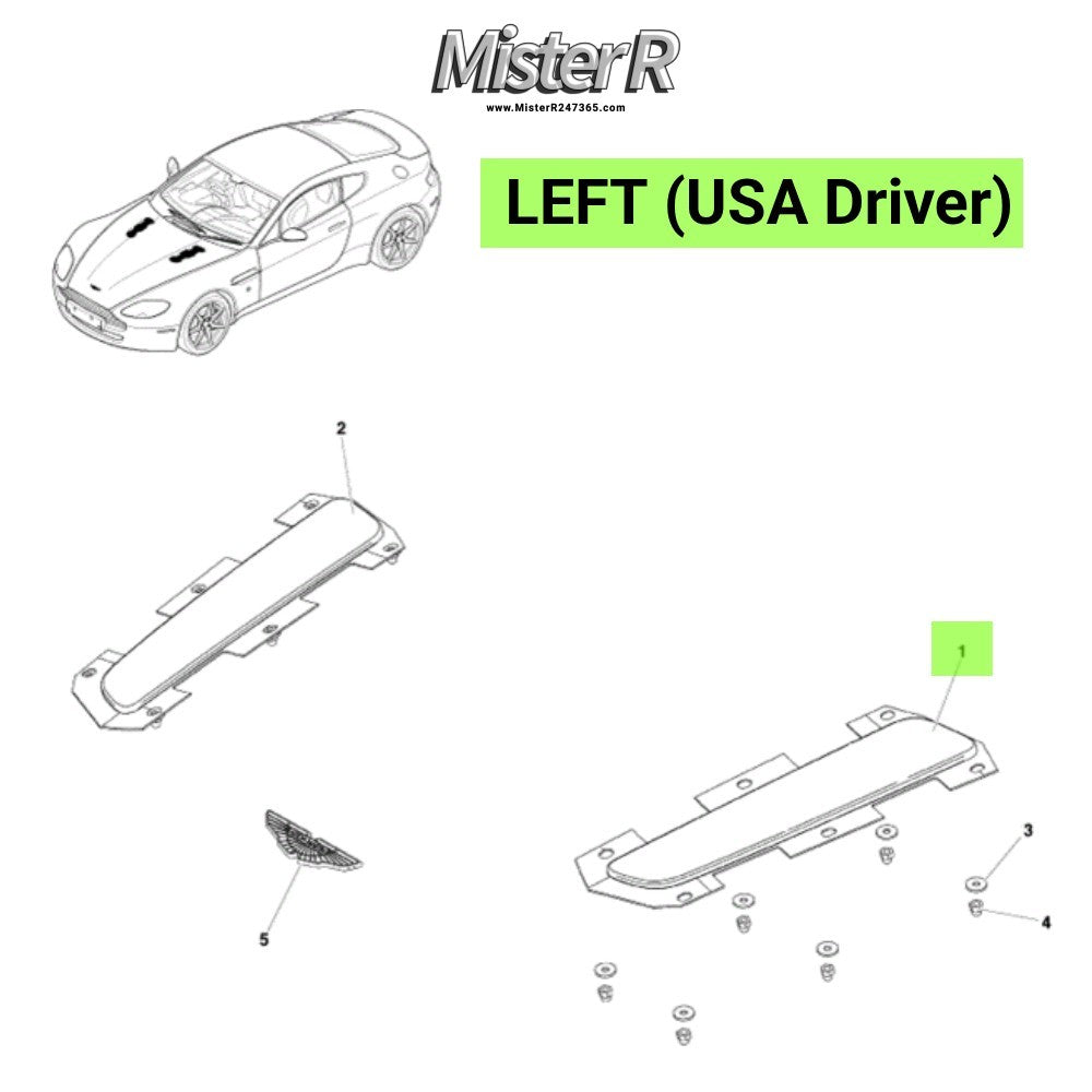 Aston Martin DBS V12 • Mesh Hood Assembly • Left • V8 Vantage • #AG33-16C693-AA4
