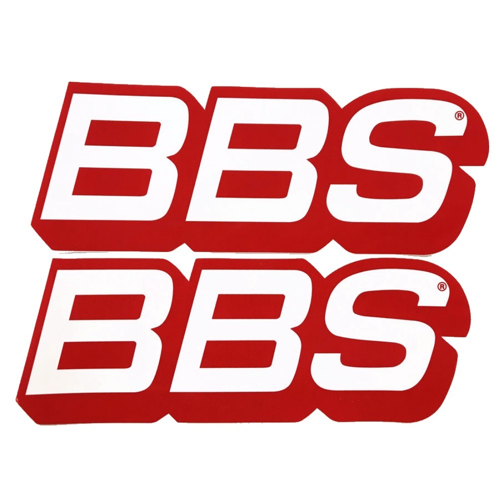 BBS Wheels • White/Red Logo Decals • Original Classic • Set of 2 Vinyl Stickers6