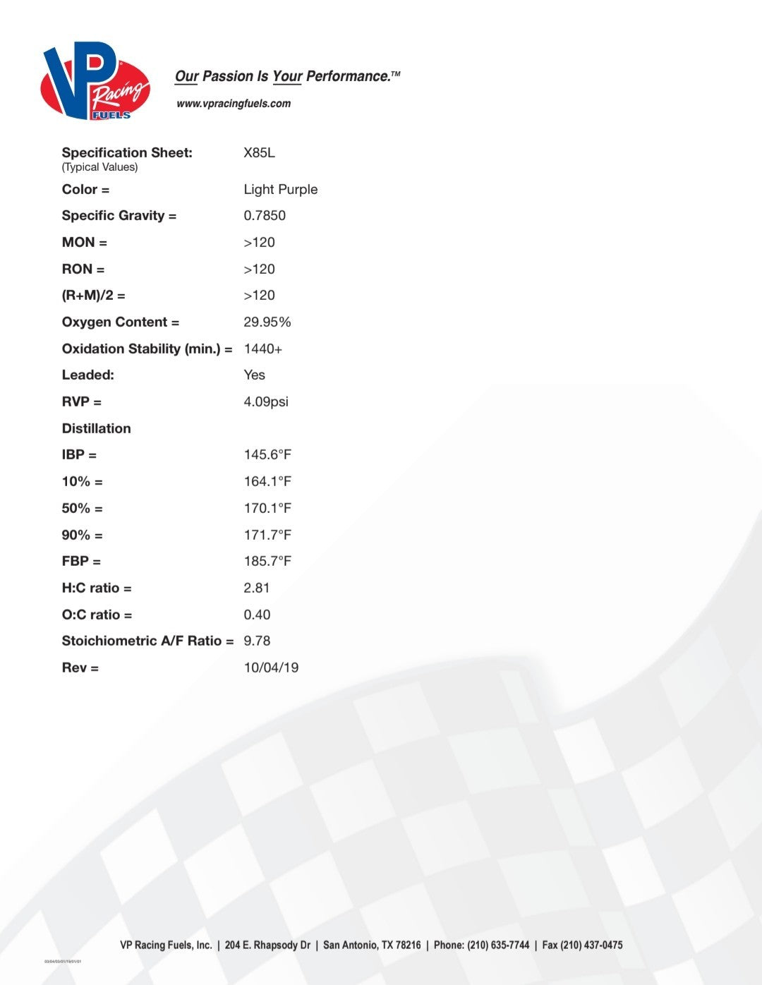 VP Racing X85L • Leaded E85 Ethanol Race Fuel • 5 Gallon Gas Can/Pail ️  2
