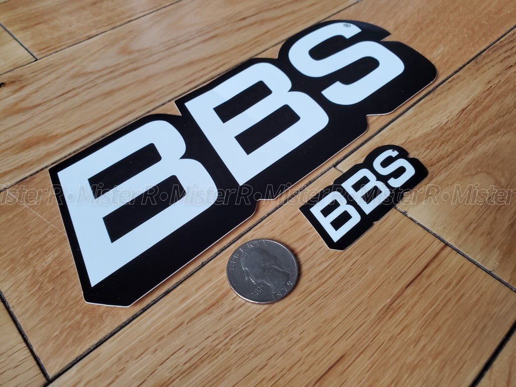 BBS Wheels • White/Black Lip Decals • Rim Wheel Decal • Set of 12 Vinyl Stickers5