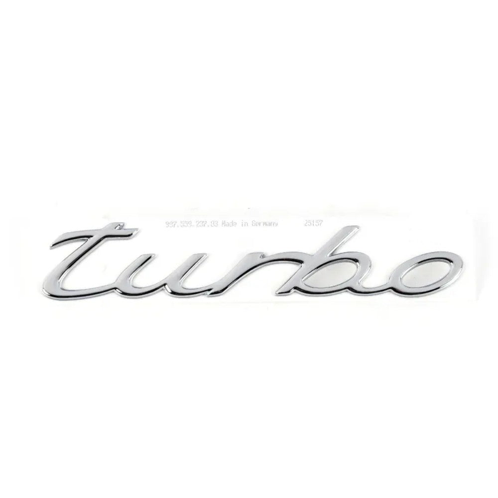 Porsche 911 997 • Turbo Script Rear Deck Emblem • Chrome Silver • #997559237032
