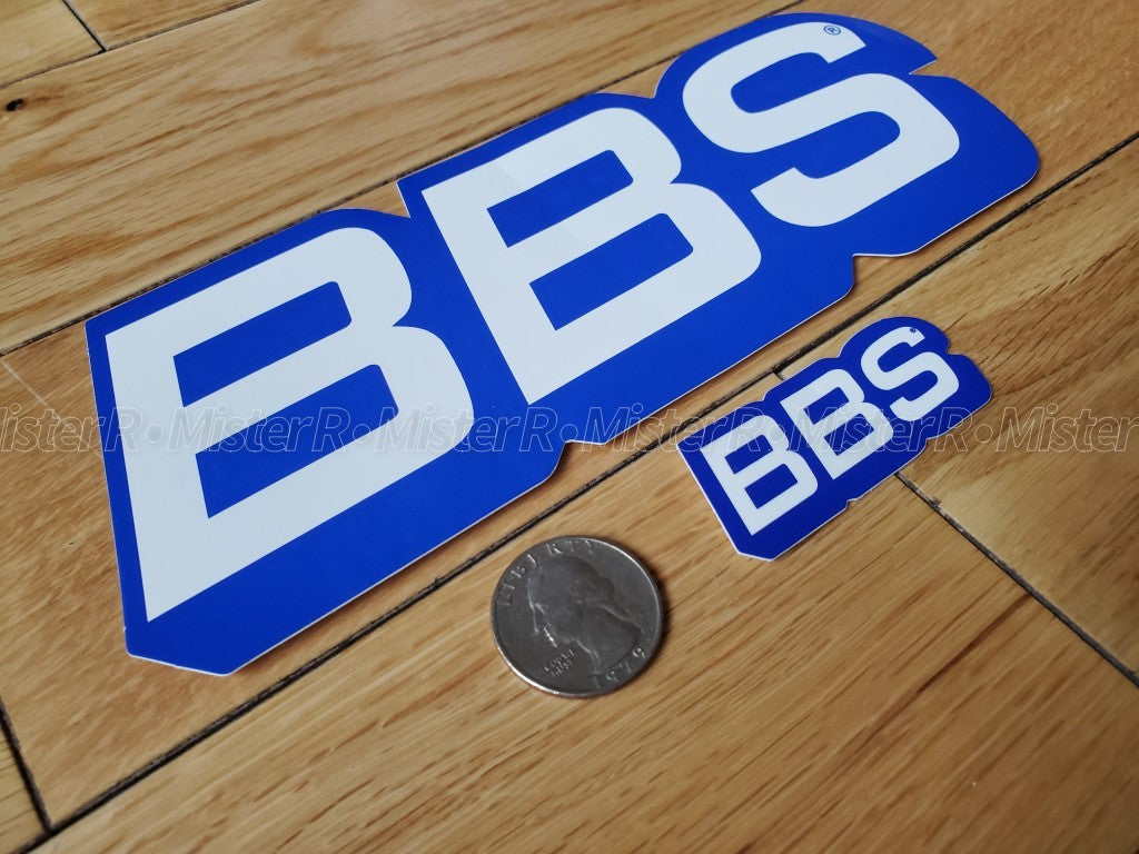 BBS Wheels • White/Blue Logo Decals • Original • Set of 2 Vinyl Stickers3