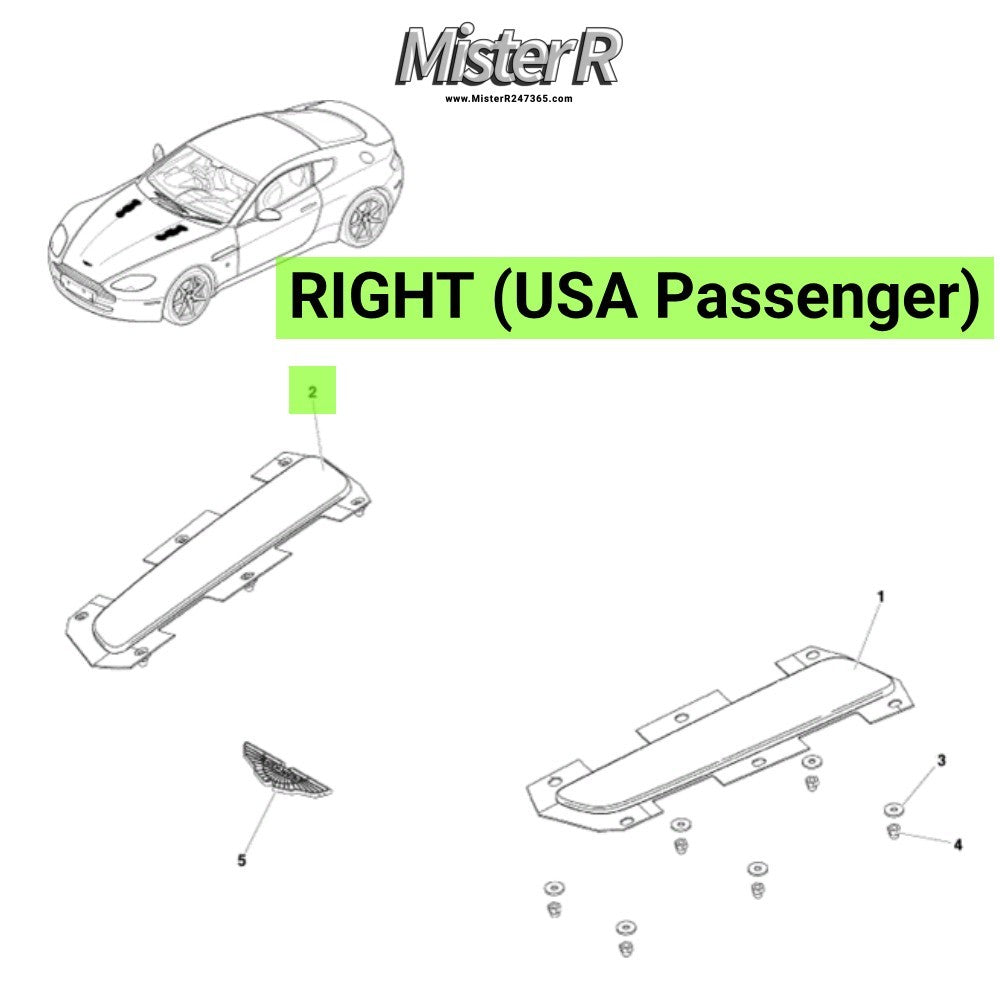 Aston Martin DBS V12 • Mesh Hood Assembly • Right • V8 Vantage • #AG33-16C692-AA4