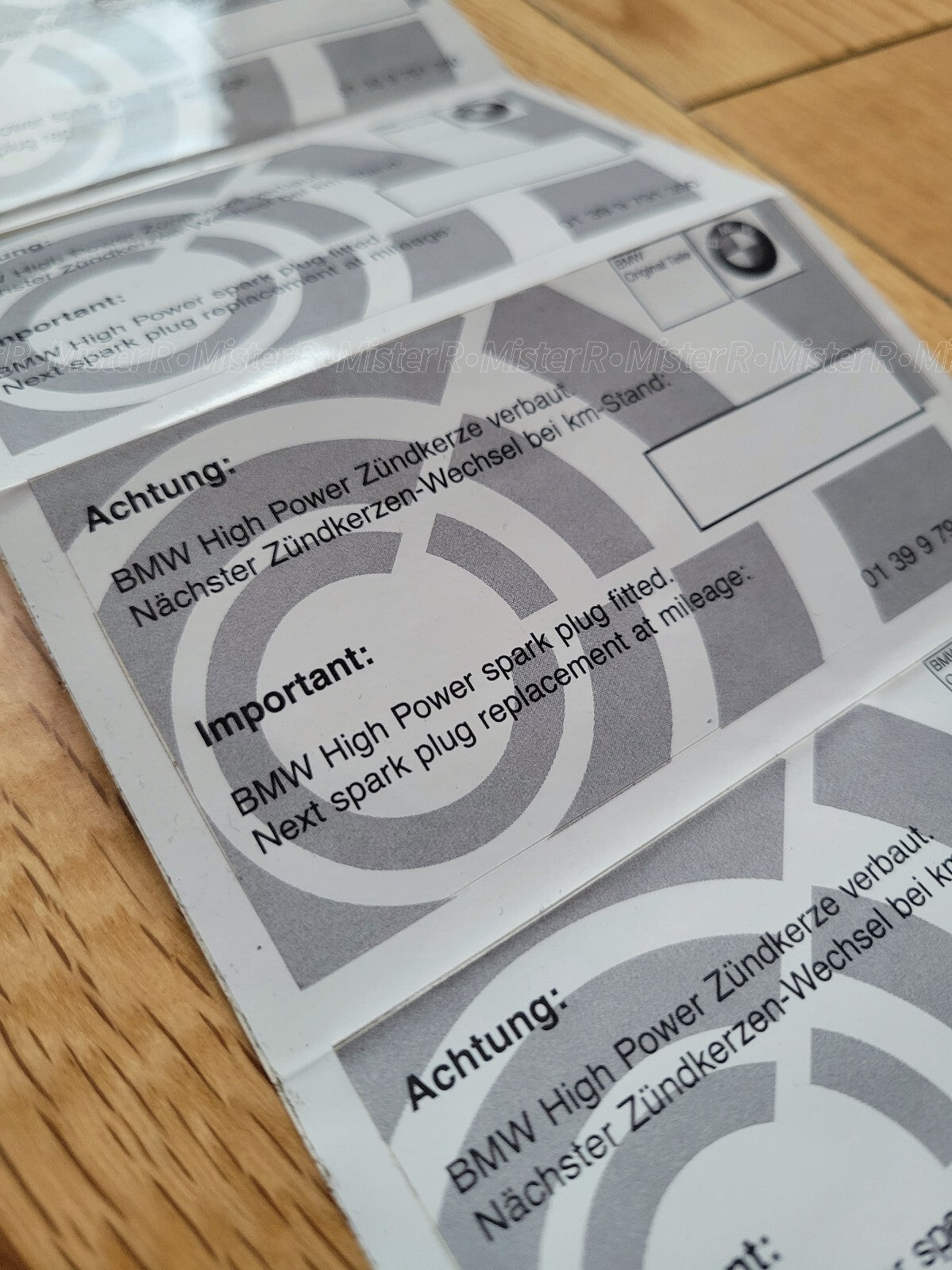 BMW Spark Plug Service Reminder Decal • OE Stickers/Label • #01399791390 ×11