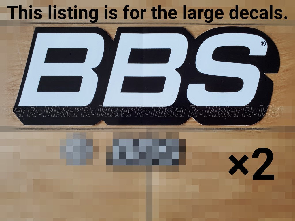 BBS Wheels • White/Black Logo Decals • Original • Set of 2 Vinyl Stickers8