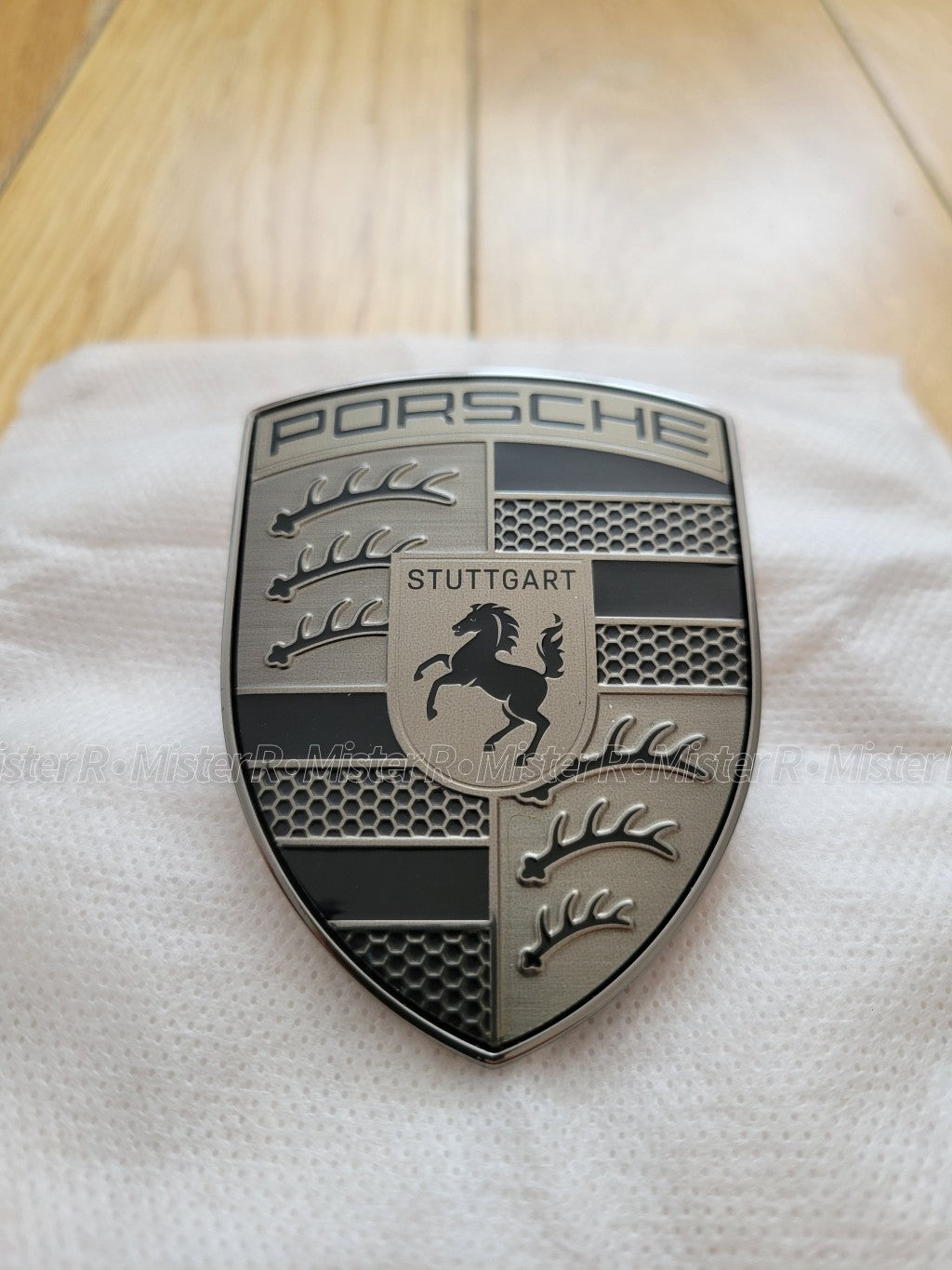 Porsche • Turbonite Hood Crest Emblem • Silver/Black • Genuine OE • #95C853601A5