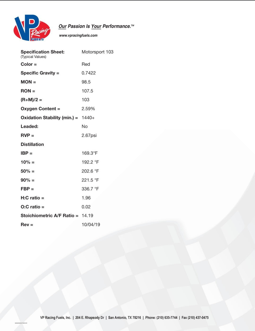 VP Racing MS 103 • Unleaded Race Fuel • 5 Gallon Gas Can/Pail 2