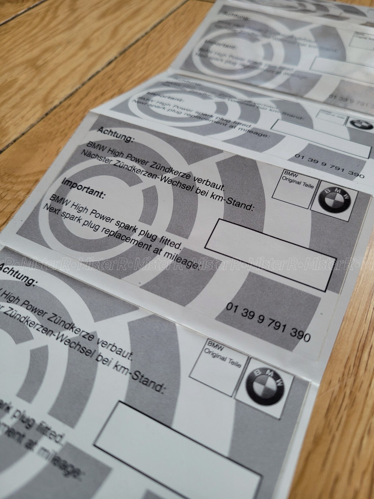 BMW Spark Plug Service Reminder Decal • OE Stickers/Label • #01399791390 ×14