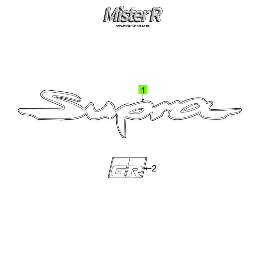 Toyota A90/A91 GR Supra • Rear Bumper Text Emblem •  New OE • #90118-WA4403