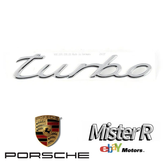Porsche 911 997 • Turbo Script Rear Deck Emblem • Chrome Silver • #997559237030