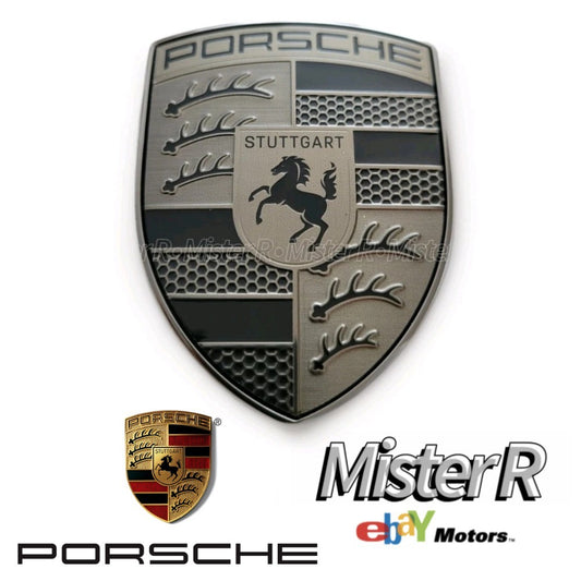 Porsche • Turbonite Hood Crest Emblem • Silver/Black • Genuine OE • #95C853601A0