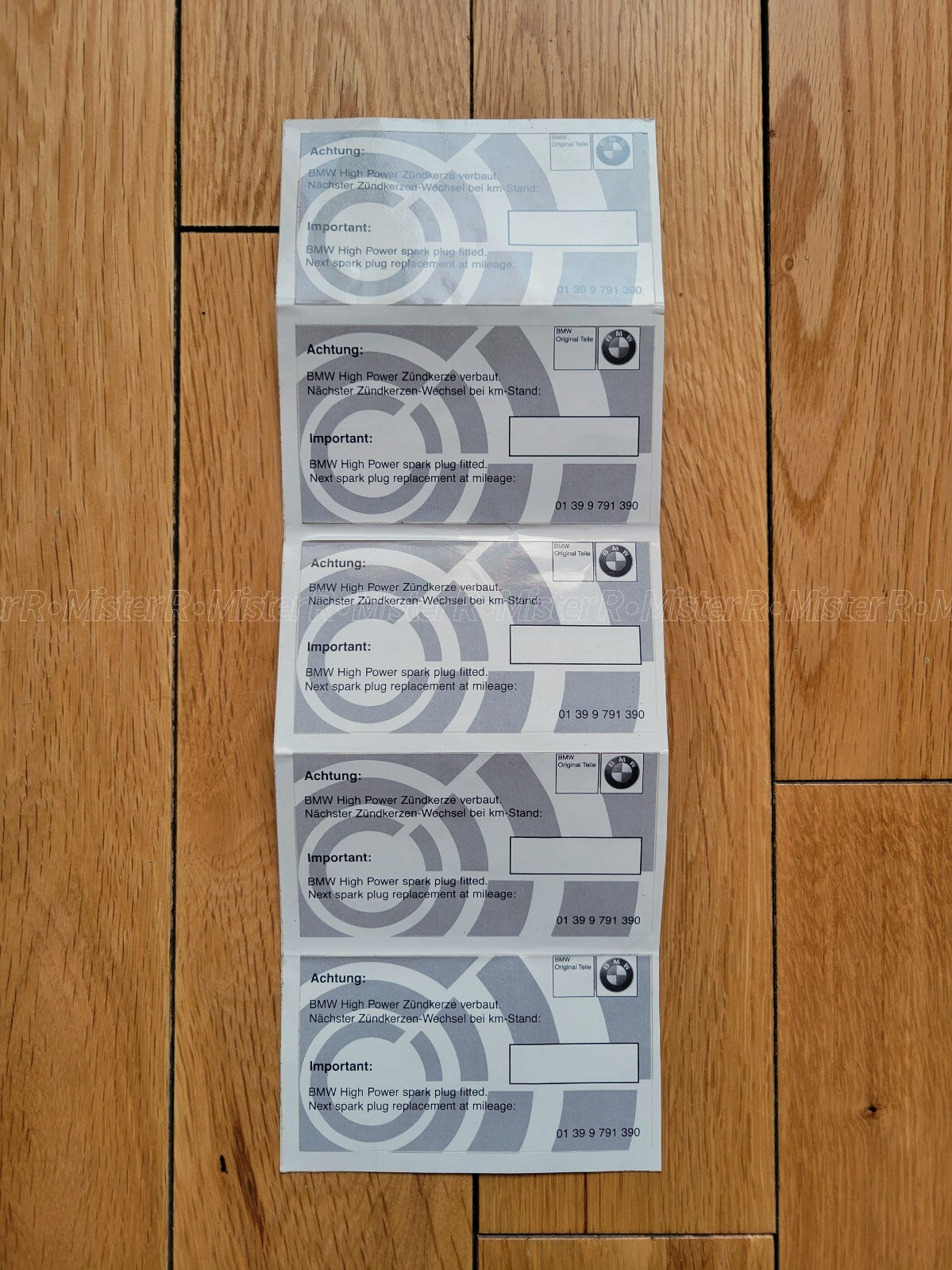 BMW Spark Plug Service Reminder Decal • OE Stickers/Label • #01399791390 ×13