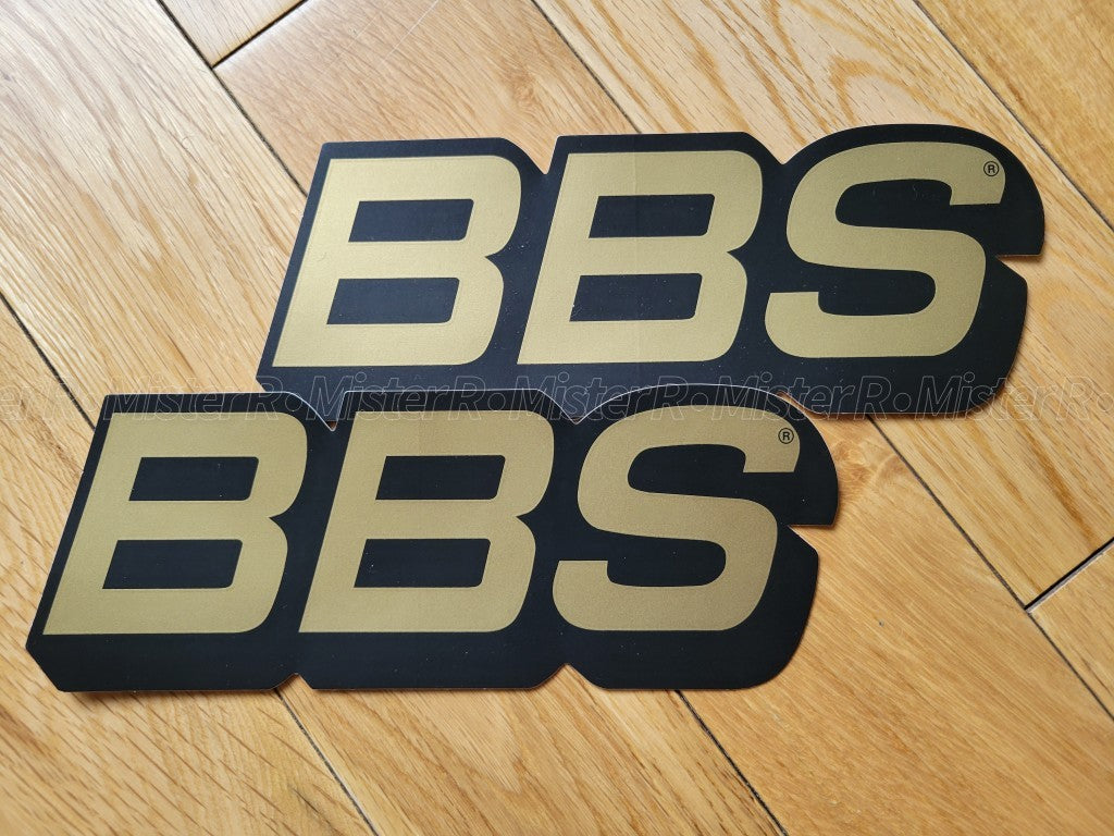 BBS Wheels • Gold/Black Logo Decals • 50th Anniversary • Set of 2 Vinyl Stickers2