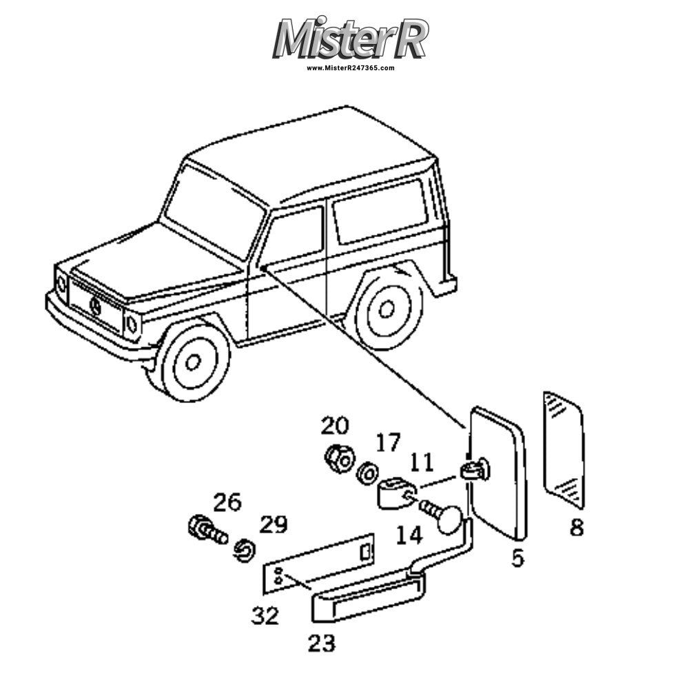 Mercedes-Benz W460 G-Wagon • Right Mirror Assembly w/ 300GD Badge • #A460811001419