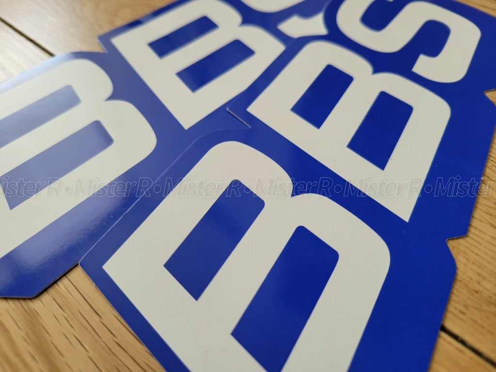 BBS Wheels • White/Blue Logo Decals • Original • Set of 2 Vinyl Stickers5