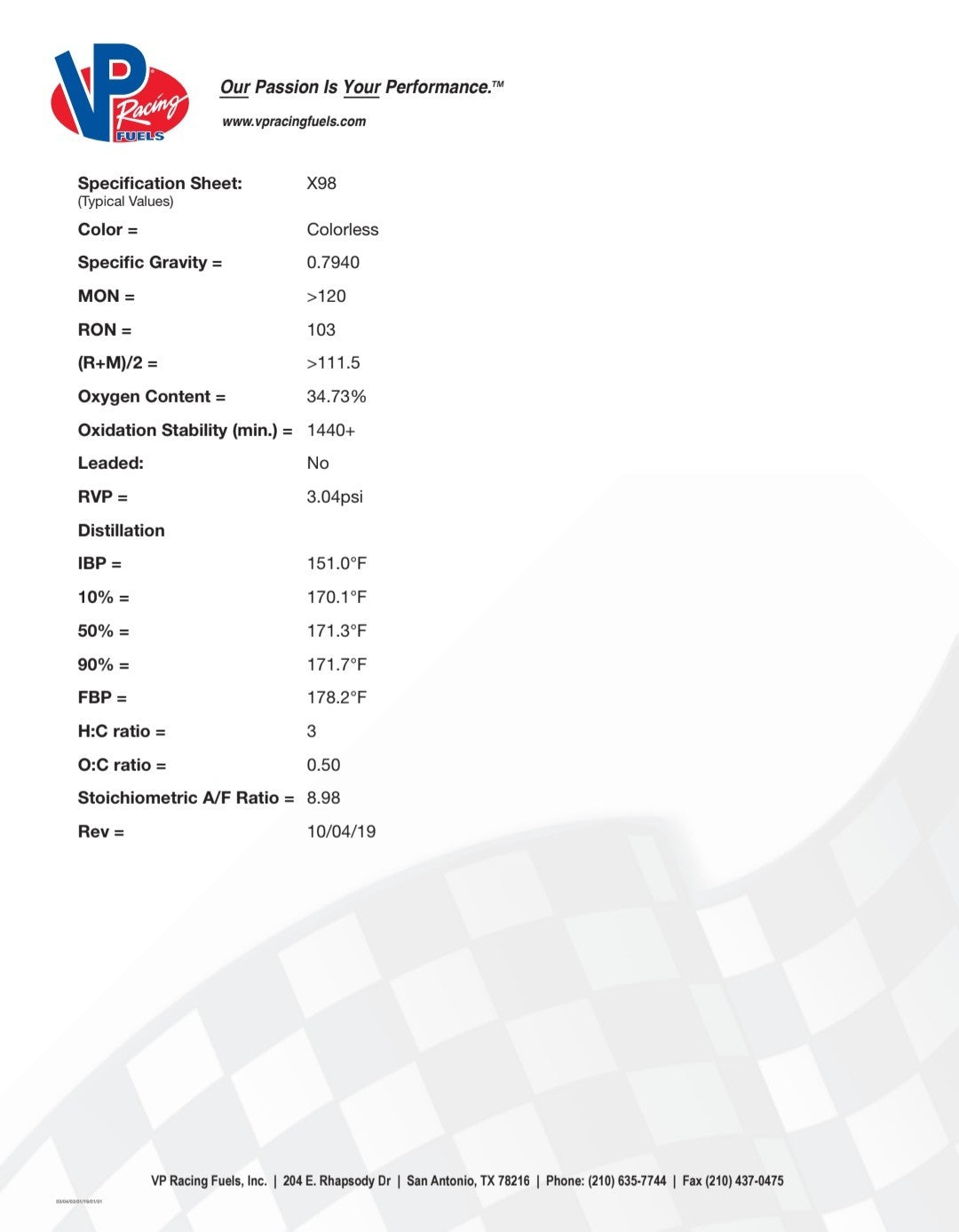 VP Racing X98 • Unleaded E85 Ethanol Race Fuel • 5 Gallon Gas Can/Pail ️  2