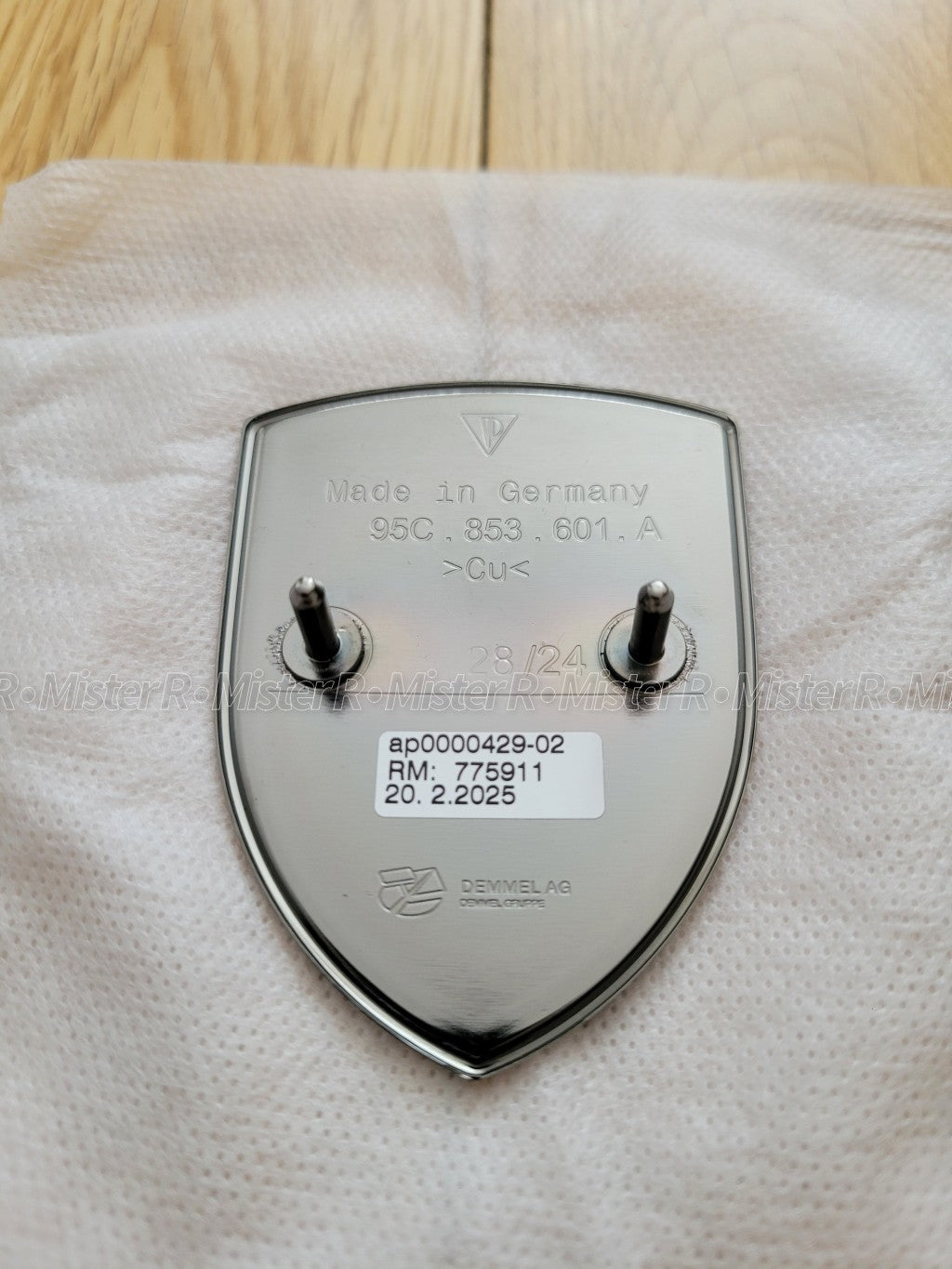 Porsche • Turbonite Hood Crest Emblem • Silver/Black • Genuine OE • #95C853601A6