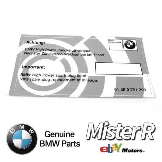 BMW Spark Plug Service Reminder Decal • OE Stickers/Label • #01399791390 ×10