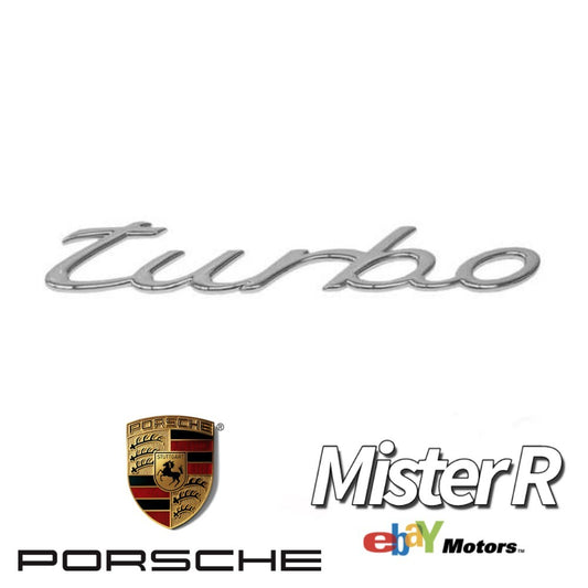 Porsche 911 996 • Turbo Rear Script Emblem • Chrome Silver • #996559237034PU0
