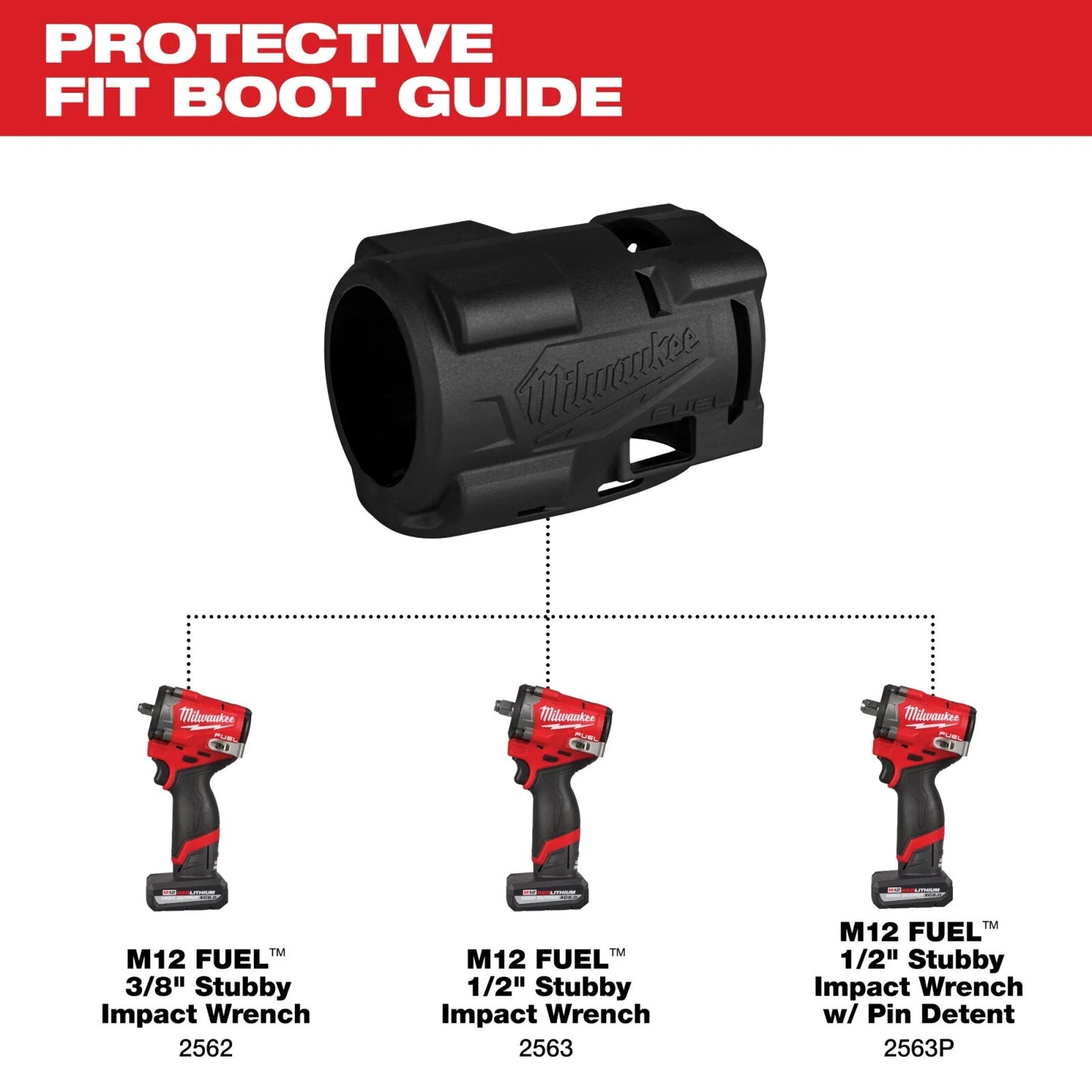 Milwaukee Tools M12 FUEL Gen 2 Stubby Impact Wrench Protective Boot #49-16-256214