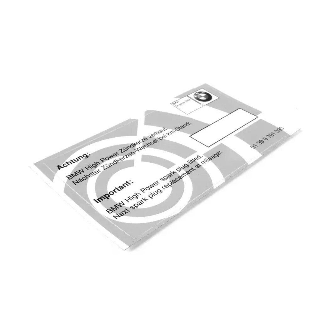 BMW Spark Plug Service Reminder Decal • OE Stickers/Label • #01399791390 ×18