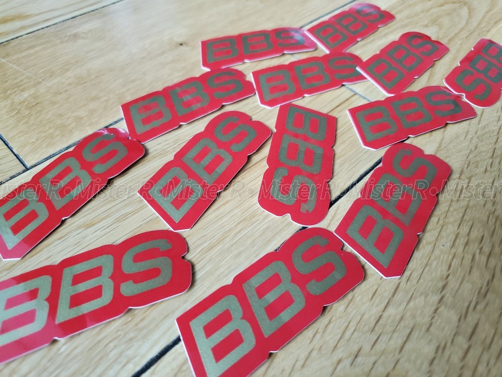 BBS Wheels • Gold/Red Lip Decals • 50th Anniversary • Set of 12 Vinyl Stickers3
