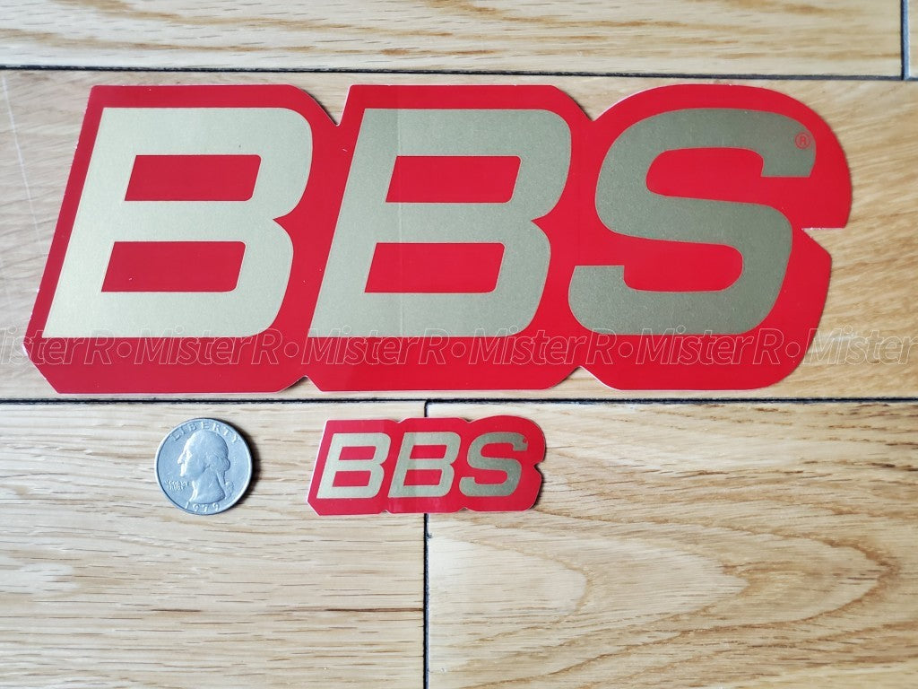 BBS Wheels • Gold/Red Logo Decals • 50th Anniversary • Set of 2 Vinyl Stickers3