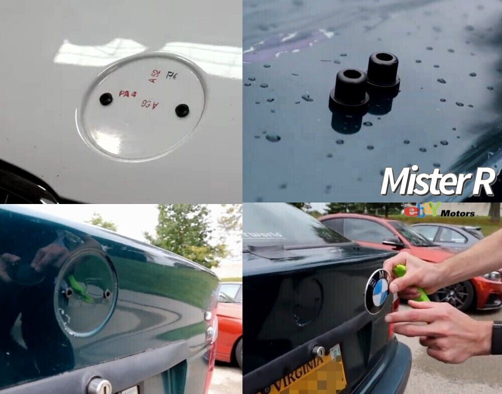BMW Roundel Emblem Grommets • Black Rubber • Hood/Trunk • Genuine OE 511418074954
