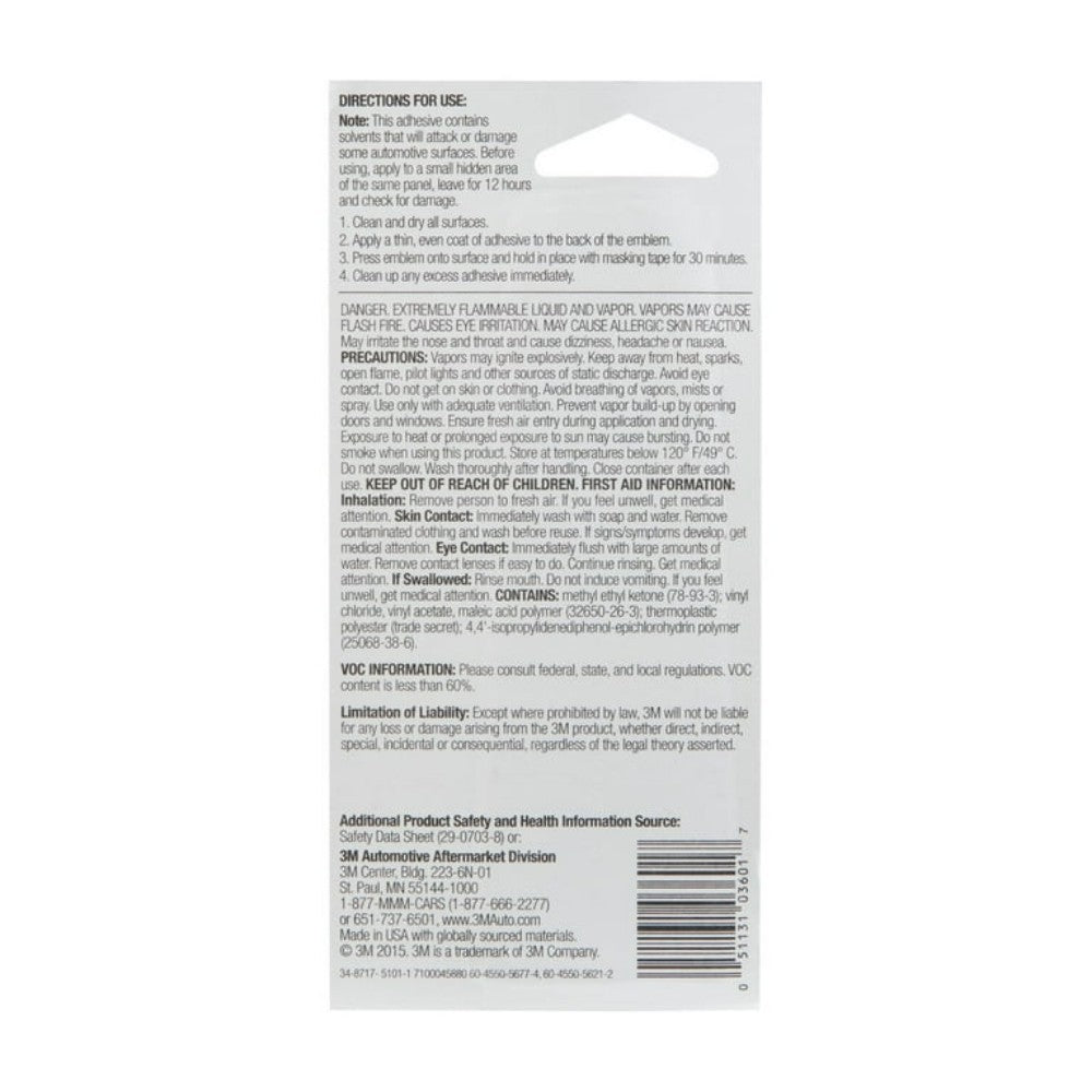 3M • Plastic Emblem and Trim Adhesive • 1 oz Tube • #036013