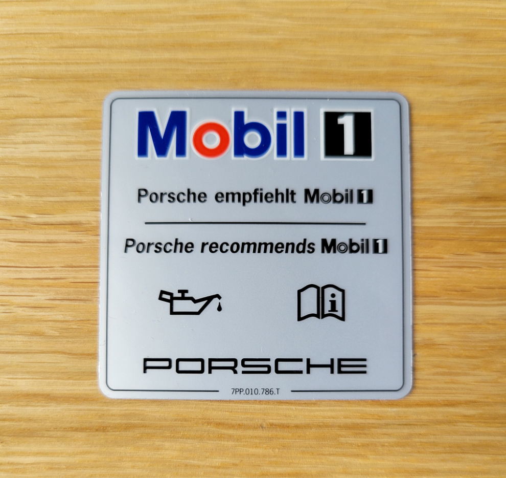 Porsche - Engine Oil Specification Decal/Label - Mobil 1 Sticker - #7PP010786T