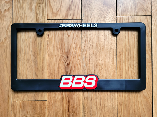 BBS Logo License Plate Frame - Black Plastic - Genuine BBS Wheels USA