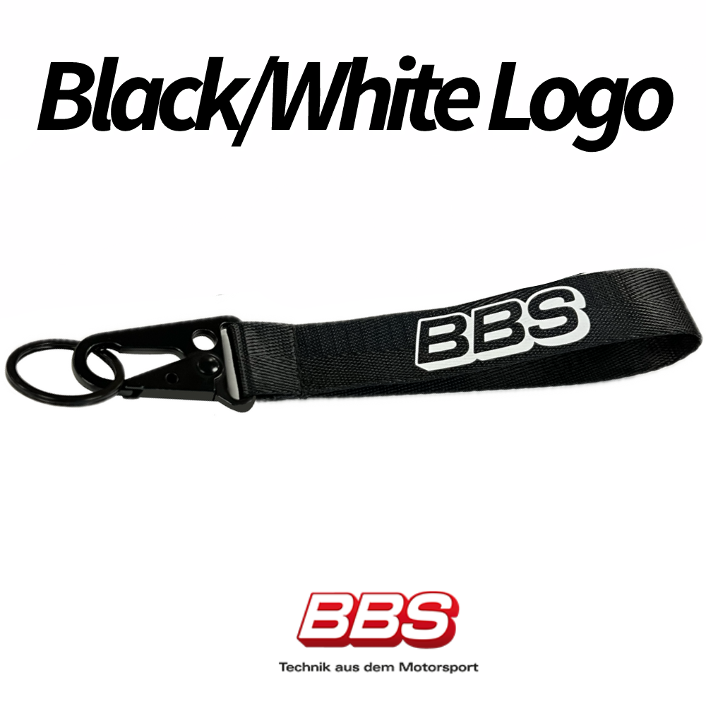 BBS Tow Strap Logo Keychain - Red/Black or Black/White - Genuine BBS Wheels USA