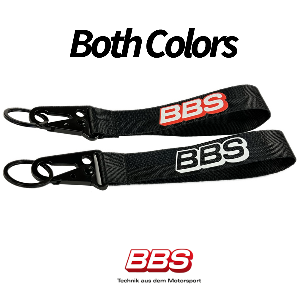 BBS Tow Strap Logo Keychain - Red/Black or Black/White - Genuine BBS Wheels USA