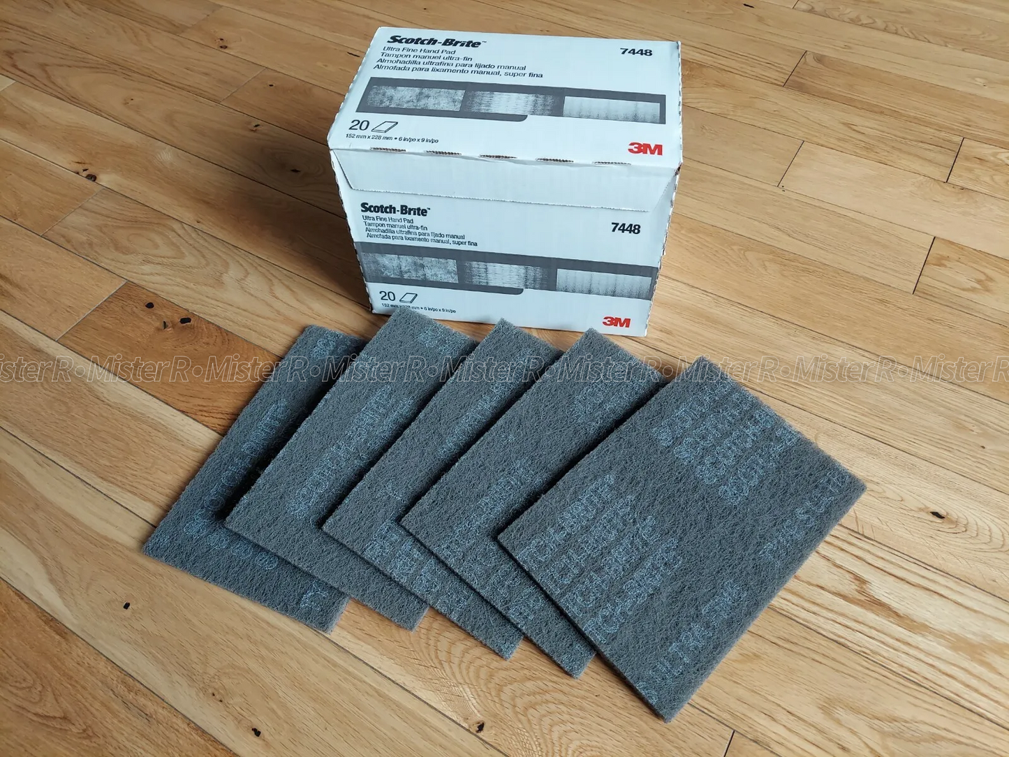 3M Scotch-Brite™ #7448 - Ultra Fine - Hand Sanding Scuffing Auto Grey - (5 Pads)