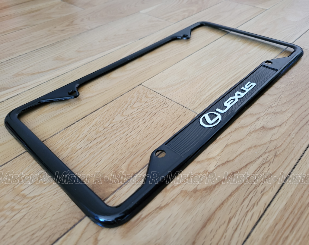 LEXUS L Logo Black Stainless Steel License Plate Frame - Genuine Lexus OE