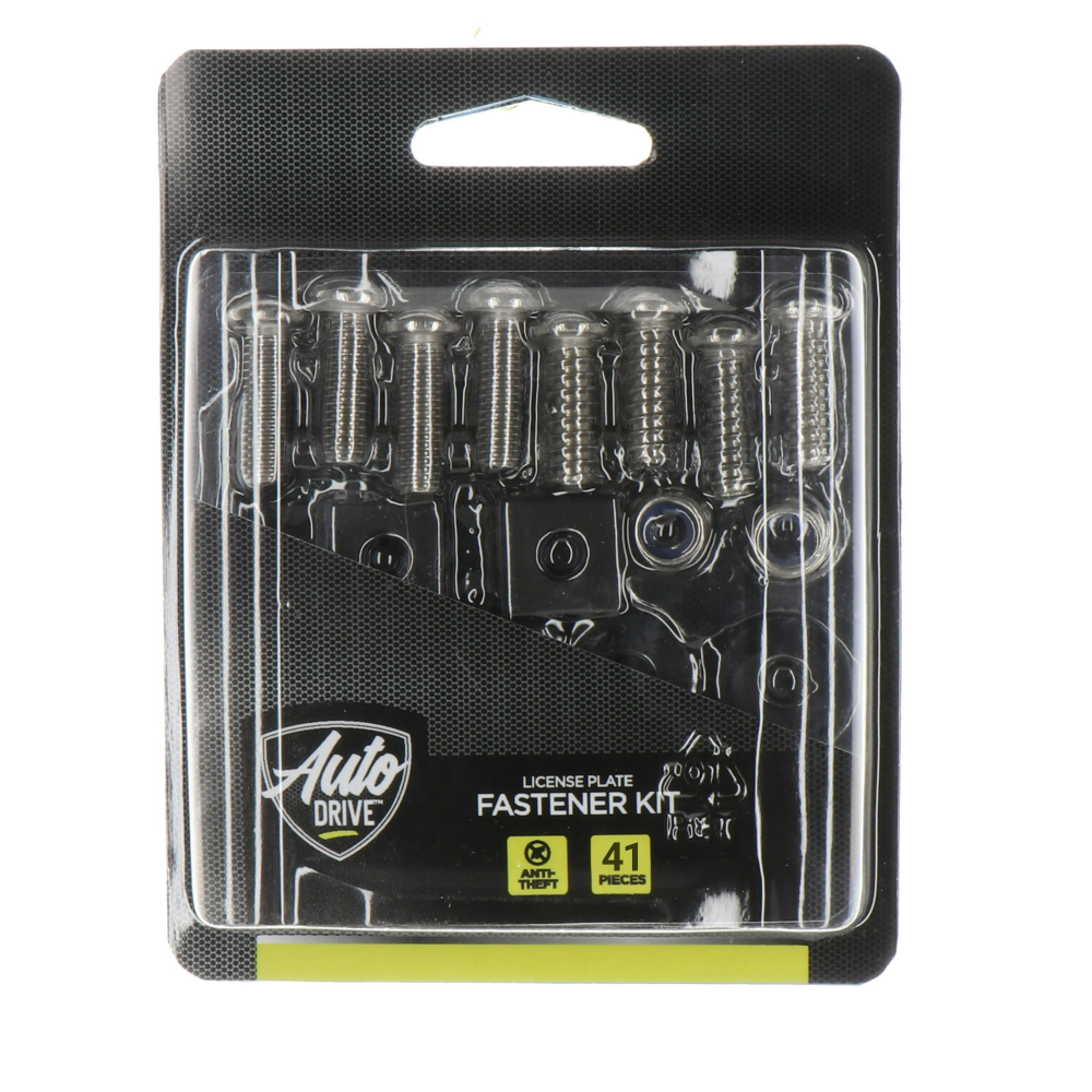 License Plate Frame Mounting Kit - 41 Piece - Anti-Theft Stainless Steel Hardware Fastener Set