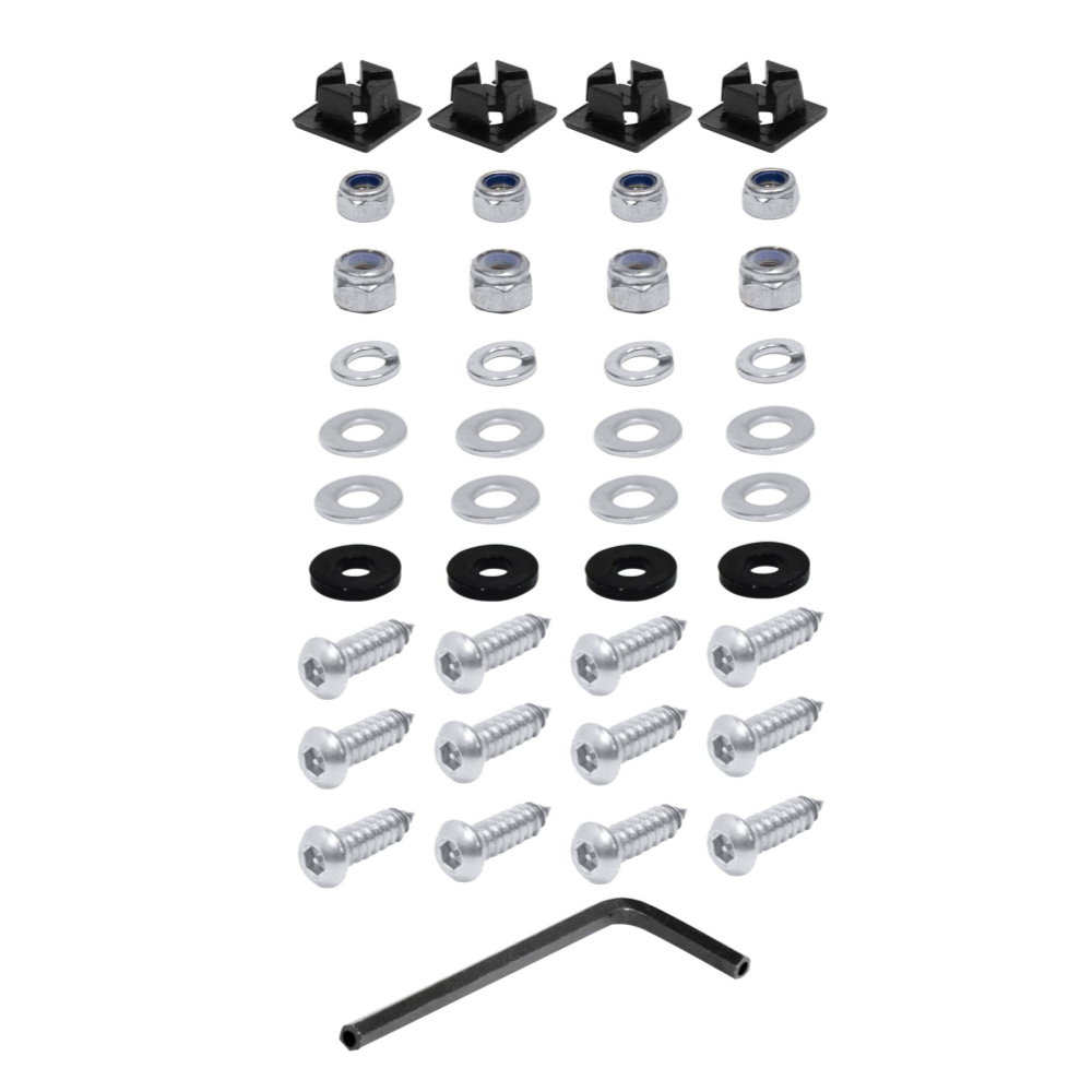 License Plate Frame Mounting Kit - 41 Piece - Anti-Theft Stainless Steel Hardware Fastener Set