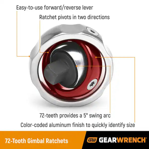 GEARWRENCH - 3/8" Drive Gimbal Ratchet - ⅜ Ratcheting Palm Driver Wrench - #81270