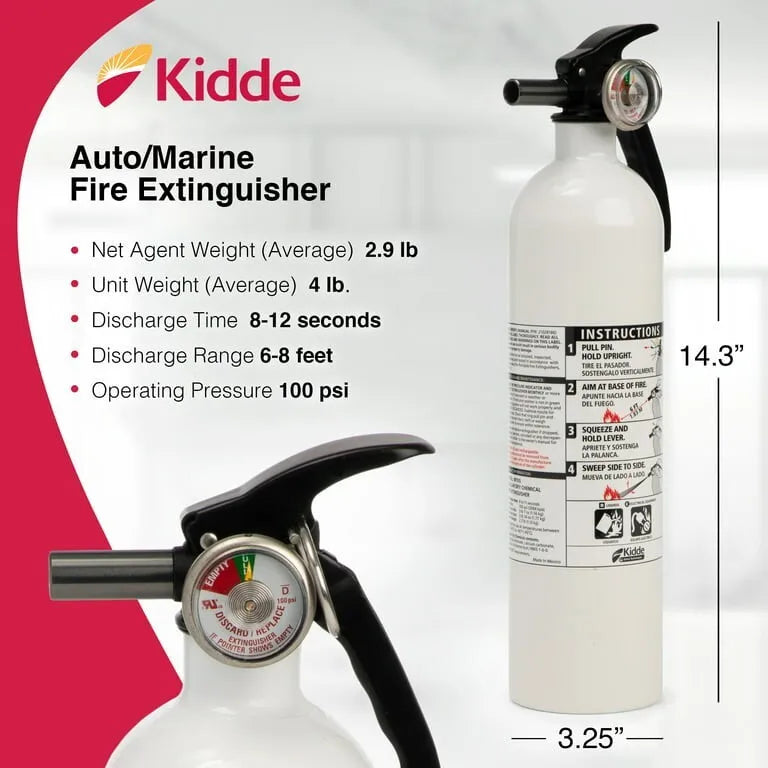 Kidde - Auto/Marine Fire Extinguisher - 4lb Dry Chemical - Car/Truck/Boat