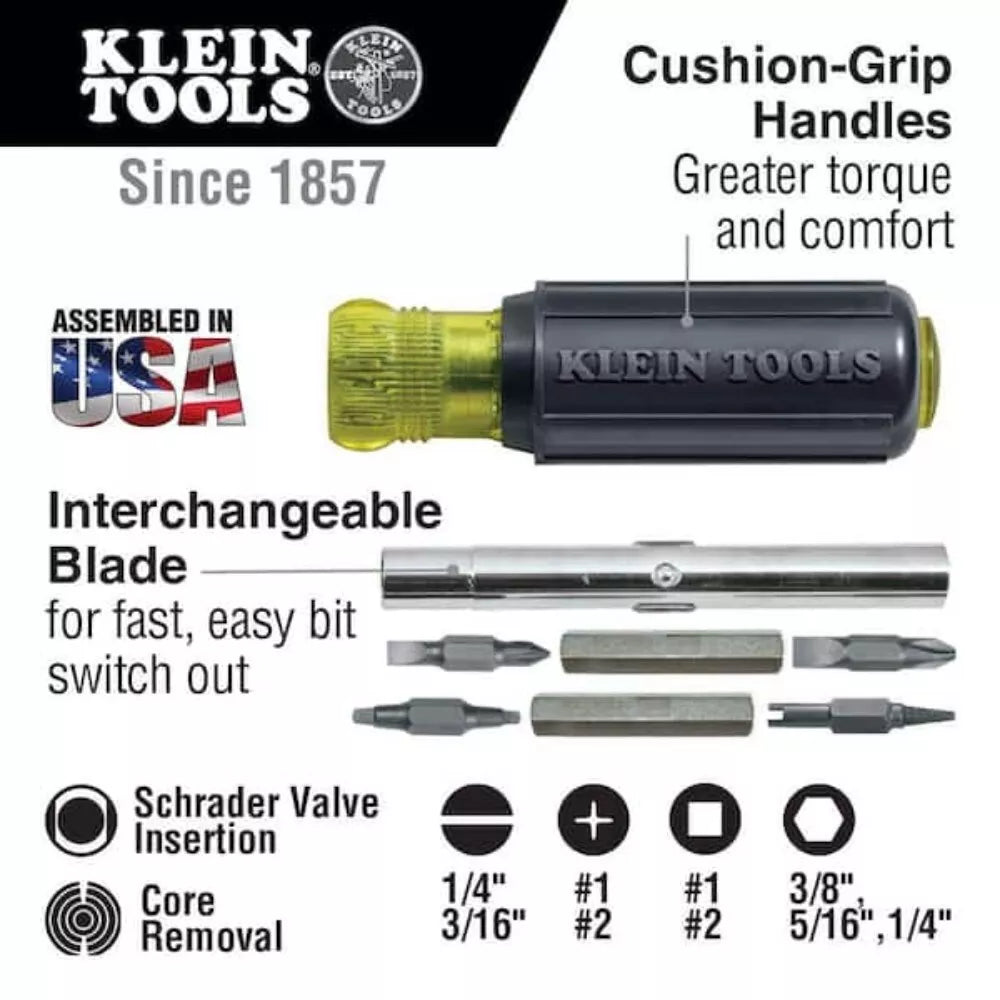 Klein Tools - 11-in-1 Nut Driver w/ Schrader Valve Core Tool - HVAC - #32527