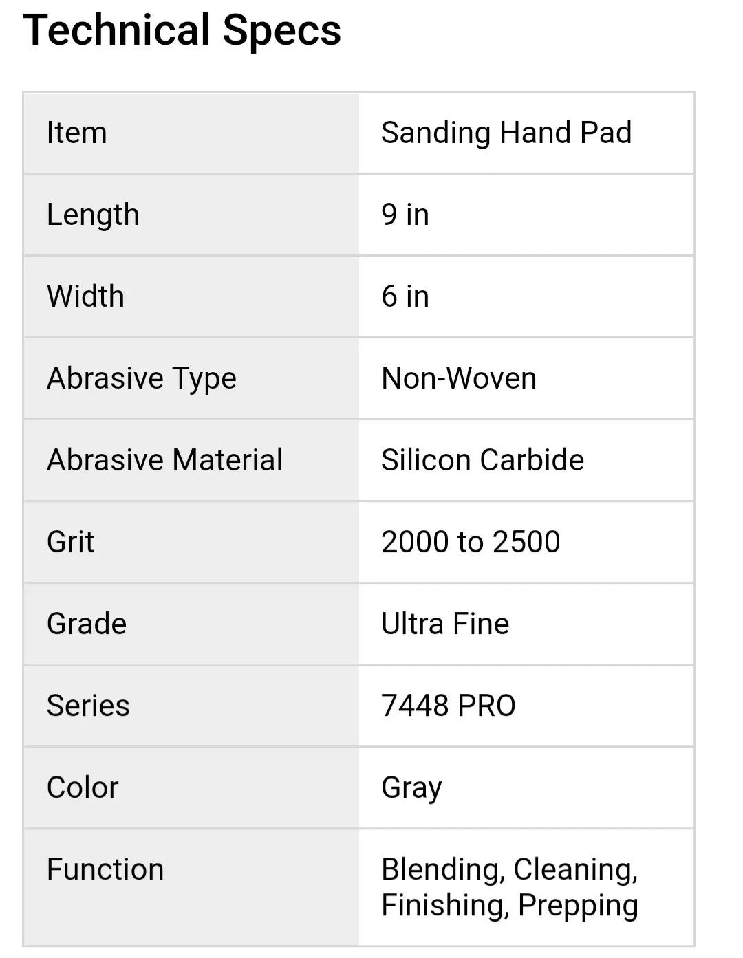 3M Scotch-Brite™ #7448 - Ultra Fine - Hand Sanding Scuffing Auto Grey - (5 Pads)