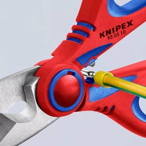 KNIPEX Electrician Shears w/ Crimp Area & Belt Clip/Sheath - #95 05 10 SBA