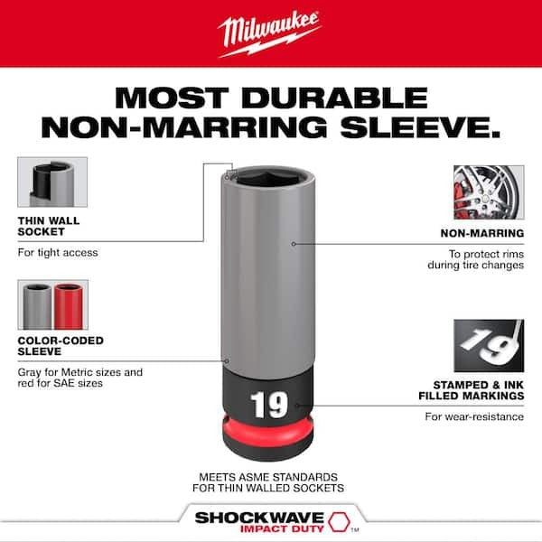 Milwaukee Tool • 17mm Wheel Lug Nut Socket • 1/2 Inch Drive ½" Dr • #49-66-78028